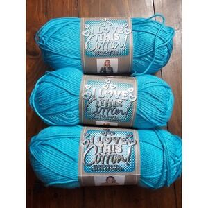 Hobby Lobby I Love This Cotton Yarn 70 Turquoise 100% Cotton 3.5oz 3 Skeins Lot